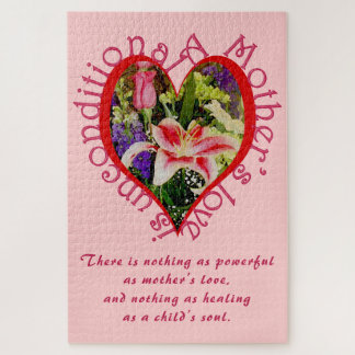 Mother's Day Floral Love Unconditional Poem Large Jigsaw Puzzle