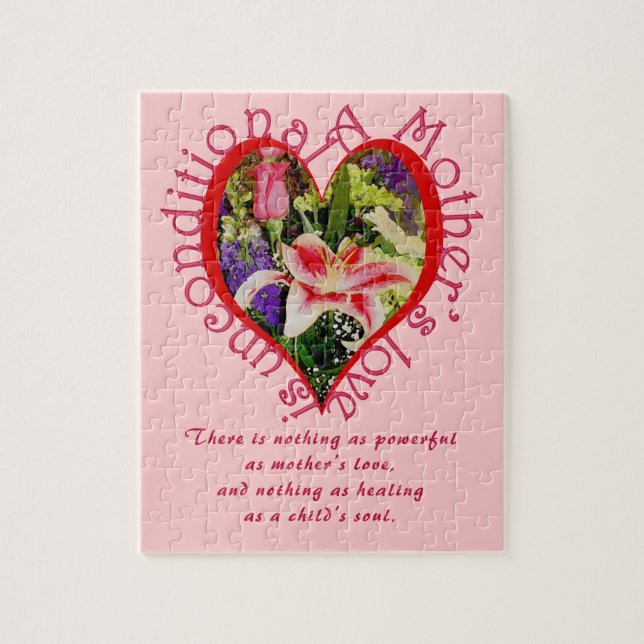 Mother's Day Floral Love Unconditional Poem Small Jigsaw Puzzle (Vertical)