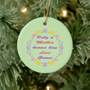 Mothers Day Flowers and Butterflies Custom Ceramic Ornament