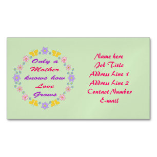 Mothers Day Flowers and Butterflies Custom Magnetic Business Card