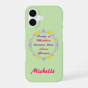 Mothers Day Flowers and Butterflies Custom Name iPhone 16 Case