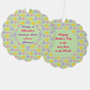 Mothers Day Flowers and Butterflies Custom Ornament Card