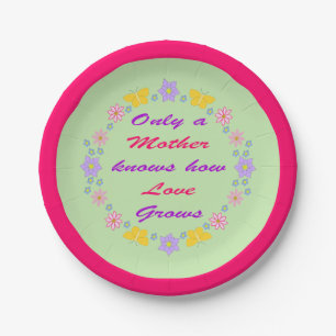 Mothers Day Flowers and Butterflies Paper Plate