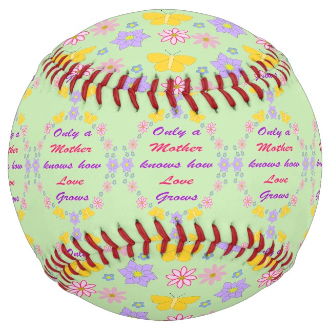 Mothers Day Flowers and Butterflies Patterned Softball (Front)