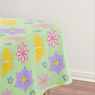 Mothers Day Flowers and Butterflies Patterned Tablecloth