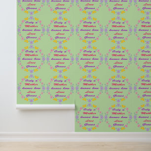 Mothers Day Flowers and Butterflies Patterned Wallpaper