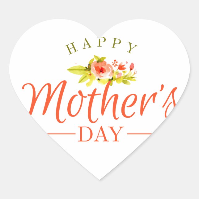 Mother's day flowers heart sticker (Front)