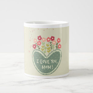 Mother's Day, Flowers in a love , Elegant, Simple Large Coffee Mug