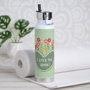 Mother's Day, Flowers in a love , Elegant, Simple Water Bottle