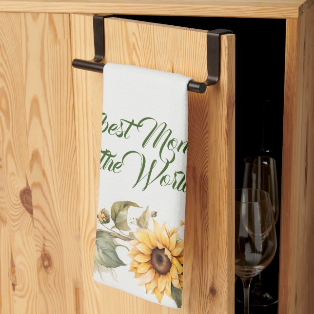 Mother's Day Flowers Sunflowers Watercolor Kitchen Towel (Thirds Fold)