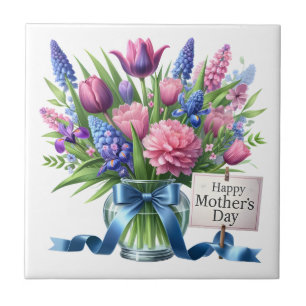 Mothers Day Flowers Tile
