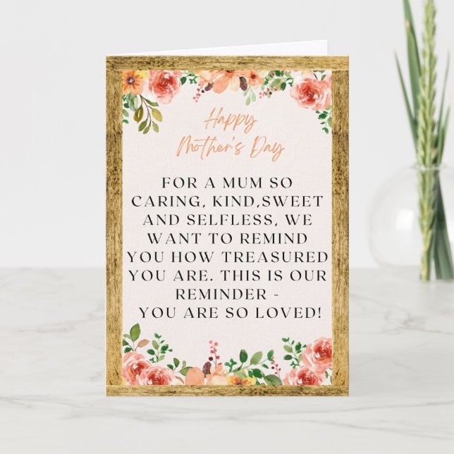 MOTHERs day flowers wooded frame text for mom Card (Front)