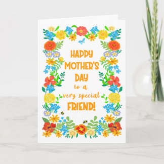 Mothers Day For Friend with Pretty Floral Border Card