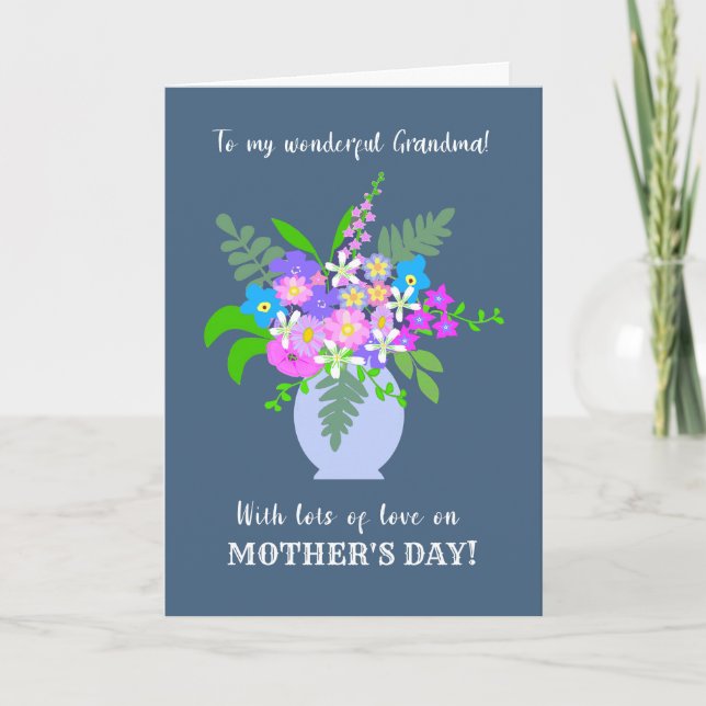 Mothers Day For Grandma Vase of Flowers Card (Front)