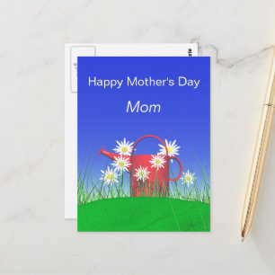 Mothers Day for Mom Daisies and Watering Can Postcard