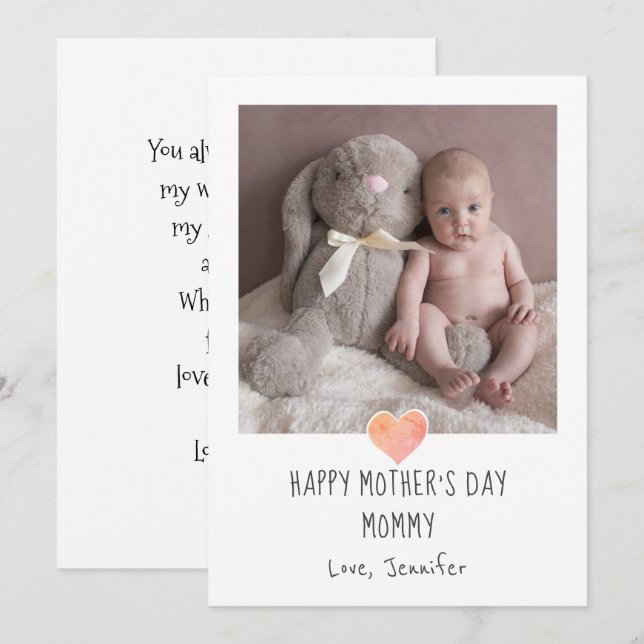 Mother's Day For Mommy Photo Holiday Card (Front/Back)