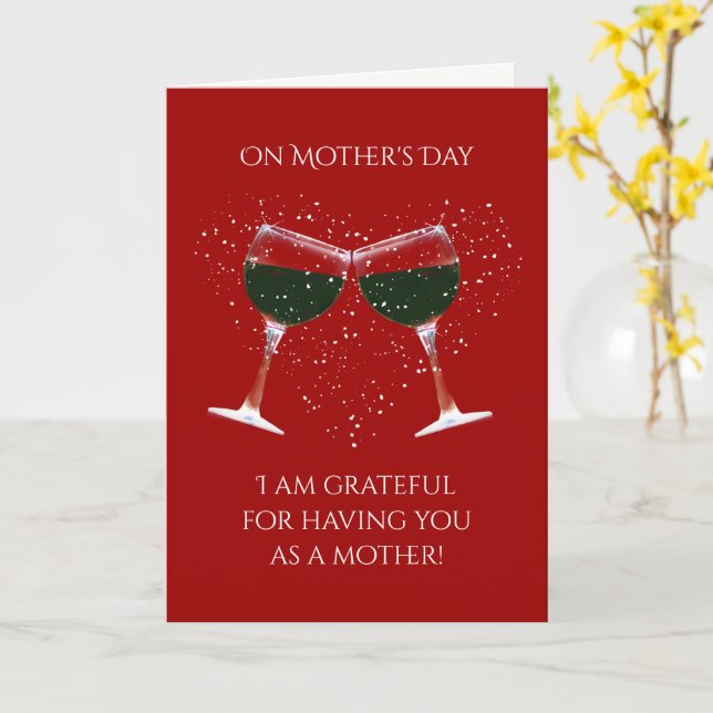 Mother's Day for Mother Funny Wine Card (Yellow Flower)