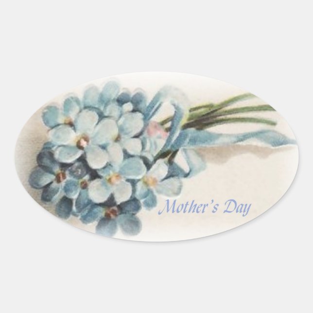 Mother's Day Forget-Me-Nots Oval Sticker (Front)