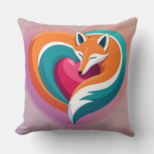 Mother's Day Fox Heart Throw Pillow