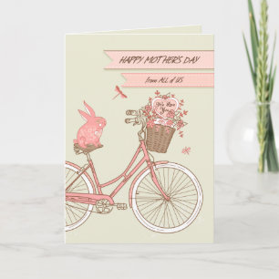 Mother's Day from All of Us Retro Bicycle Flowers Card