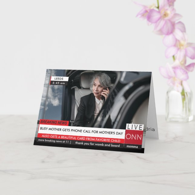 Mothers Day Funny Breaking TV News Spectacular  Card (Orchid)