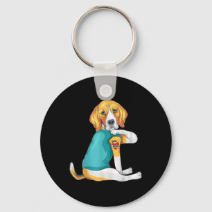 Mothers Day Funny Dog Mom Beagle I Love Mom Tattoo Keychain