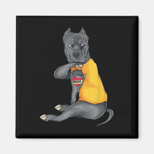 Mothers Day Funny Dog Pitbull I Love Mom Tattoo Gi Magnet