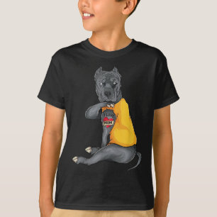 Mothers Day Funny Dog Pitbull I Love Mom Tattoo Gi T-Shirt