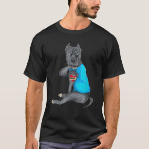 Mother's Day Funny Dog Pitbull I Love Mom Tattoo T-Shirt