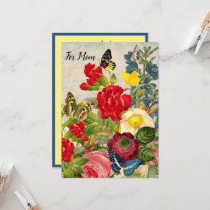 Mother's Day Garden Carnations Roses Butterflies Invitation