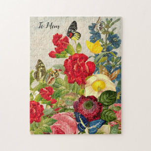 Mother's Day Garden Carnations Roses Butterflies Jigsaw Puzzle