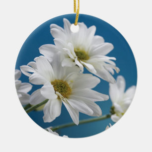 Mother's Day Garden of Love, Daisies, Blue Sky Ceramic Ornament