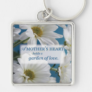 Mother's Day Garden of Love, Daisies, Blue Sky Keychain