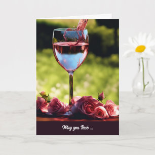 Mothers Day General Rose Wine and Roses Blush Card