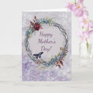 Mothers Day General with Pretty Wreath Butterfly  Card