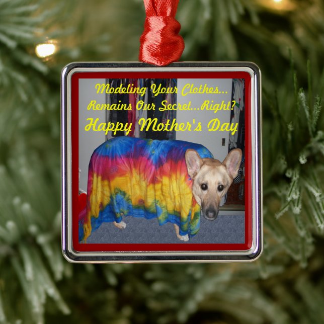 Mothers Day German Shepherd Dog Modelling Clothes Metal Ornament (Tree)
