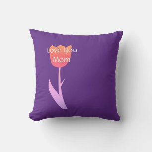 Mother's Day Gift 2022 Custom Text Purple Floral Outdoor Pillow