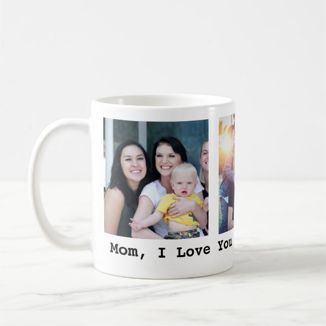 Mothers day gift 3 Photo Personalized Coffee Mug (Left)