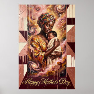 Mother's Day Gift — African Mom Baby Celestial Art Poster