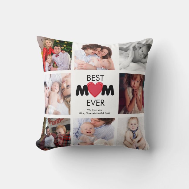 Mother's Day Gift  BEST MOM EVER Custom Photo  Throw Pillow (Front)