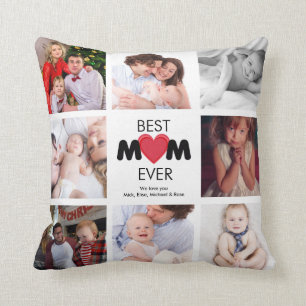 Mother's Day Gift  BEST MOM EVER Custom Photo  Throw Pillow