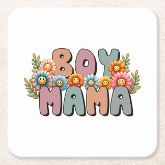 Mother's Day Gift | Boy Mama Square Paper Coaster