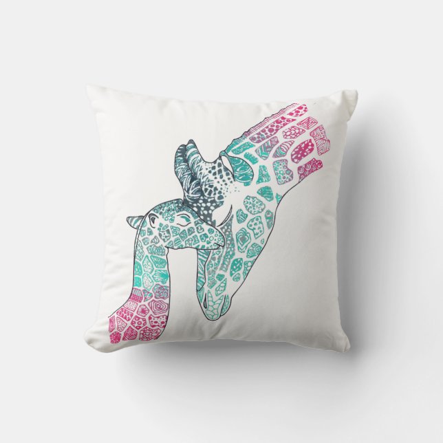 Mother's Day Gift Cushion - Giraffe and Baby (Front)