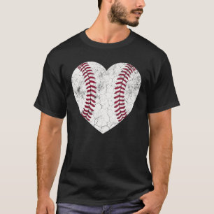Mother's Day Gift Distressed Heart Baseball Heart T-Shirt