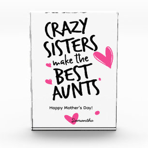 Mother's Day Gift For Aunt Pink Hearts Photo Frame Block