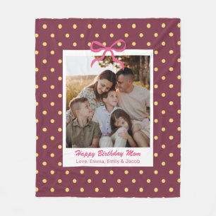 Mother's Day Gift for Best Mom Custom Photo Fleece Blanket