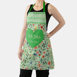 Mothers Day, Gift for Mom,I Love You,Flowers Art Apron