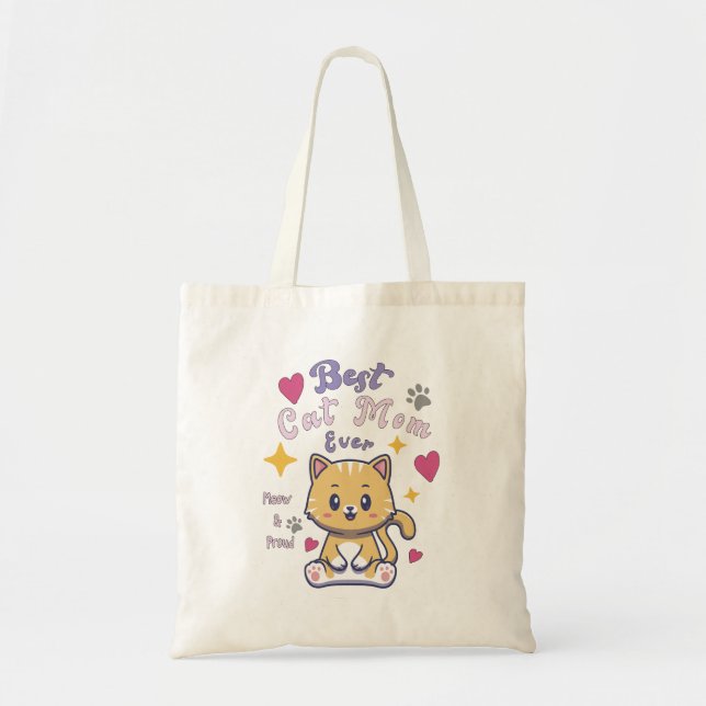 mother's day gift for moms lover cat tote bag (Front)