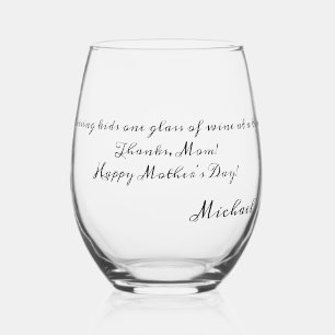 Mother's Day Gift Funny Quotes Script Name On  Stemless Wine Glass