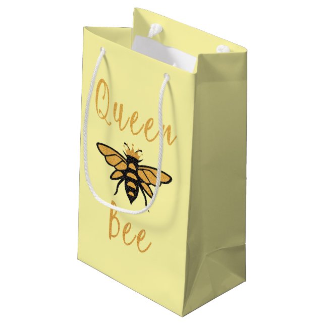 Mothers Day Gift Gold Queen Bee Small Gift Bag (Back Angled)